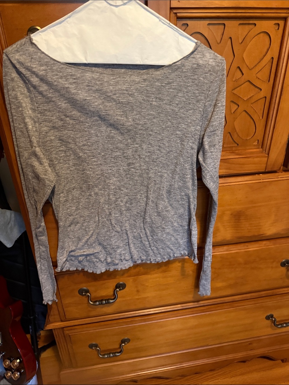 Women’s Heather Gray Long-Sleeve Ribbed Tee - Classic Stretch